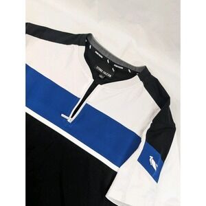 Stone Falcon Polo Shirt Mens Large Zip Collar Black Trim Short Sleeve Modern
